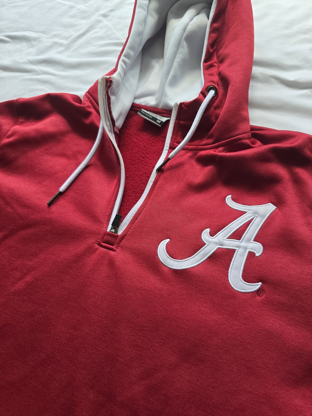 Alabama Crimson Tide Stadium Athletics Red Quarter Zip Hoodie Mens Medium